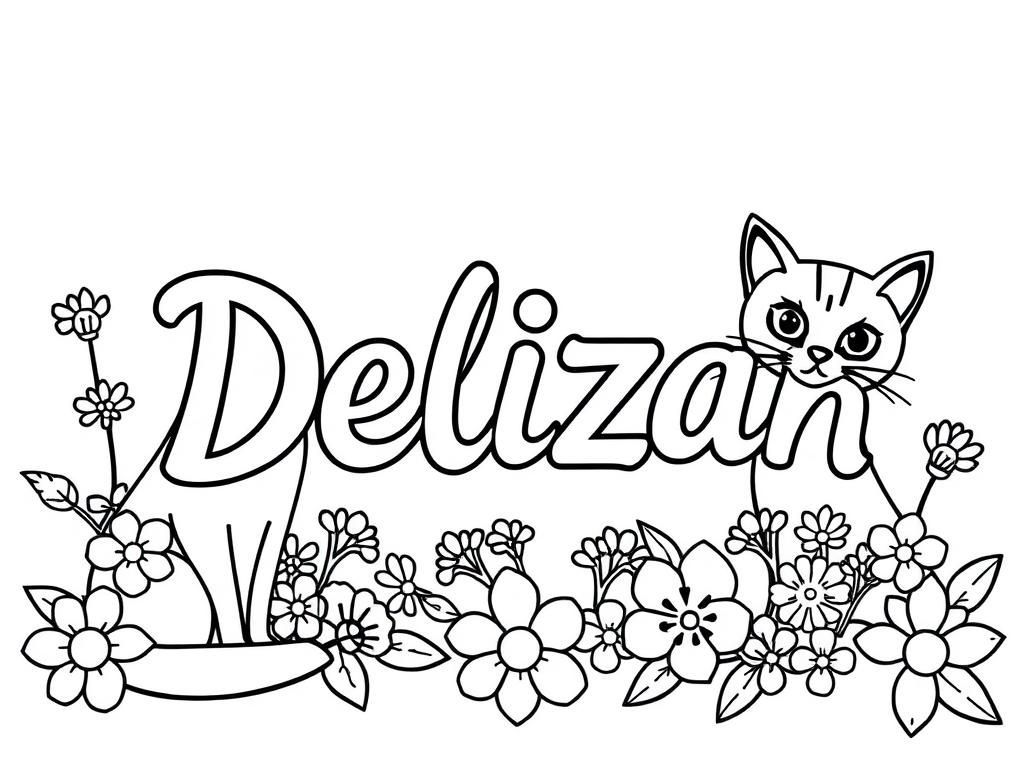 Delizan Cat Coloring Page