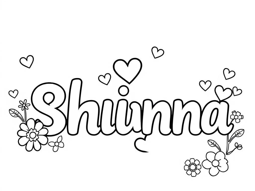 Preview of Names Rhianna Skyla with hearts and flowers