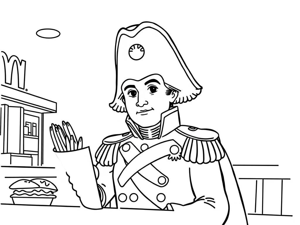 Napoleon at McDonald's Coloring Page
