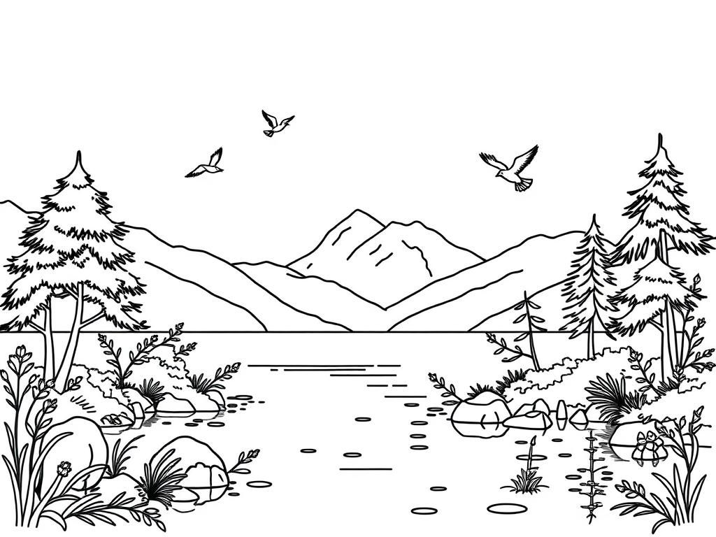 nature with aneesh name and lake and birds and trees