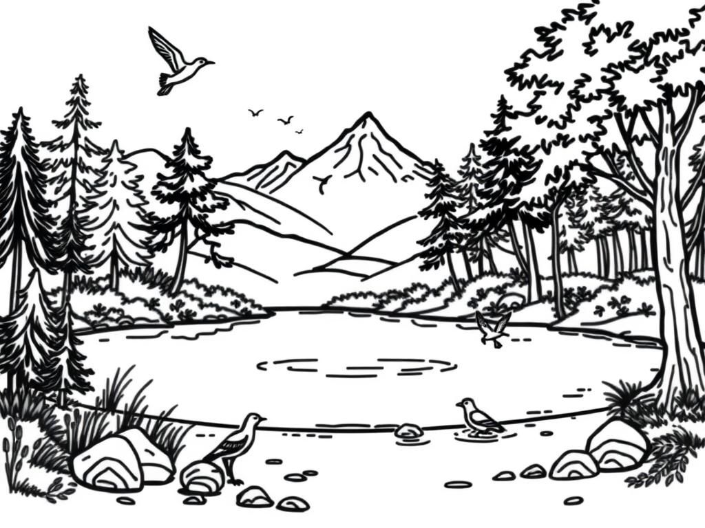 nature with aneesh name to fill in and lake and birds and trees