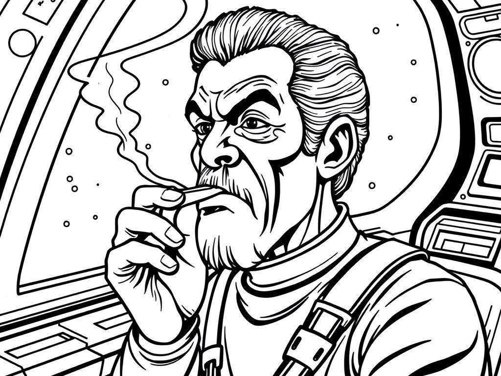 Preview of neil degrasse tyson as a klingon smoking a joint on a spaceship