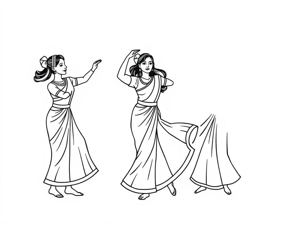 Indian Dancers Coloring Page