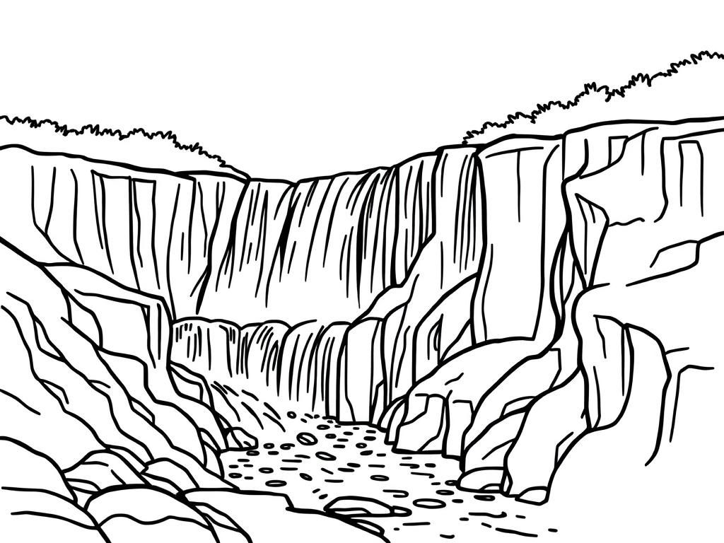 Waterfall Coloring Page