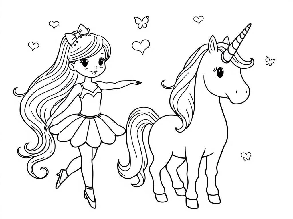 Preview of nice ballerina and unicorn
