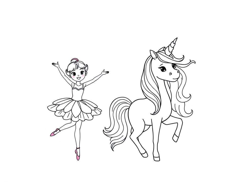 Preview of nice pink ballerina and unicorn