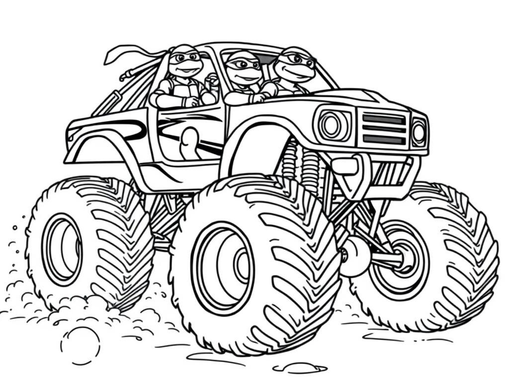 Ninja Turtles Monster Truck Coloring Page