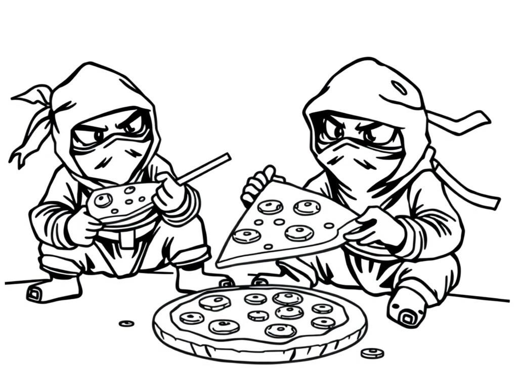 ninjas eating pizza