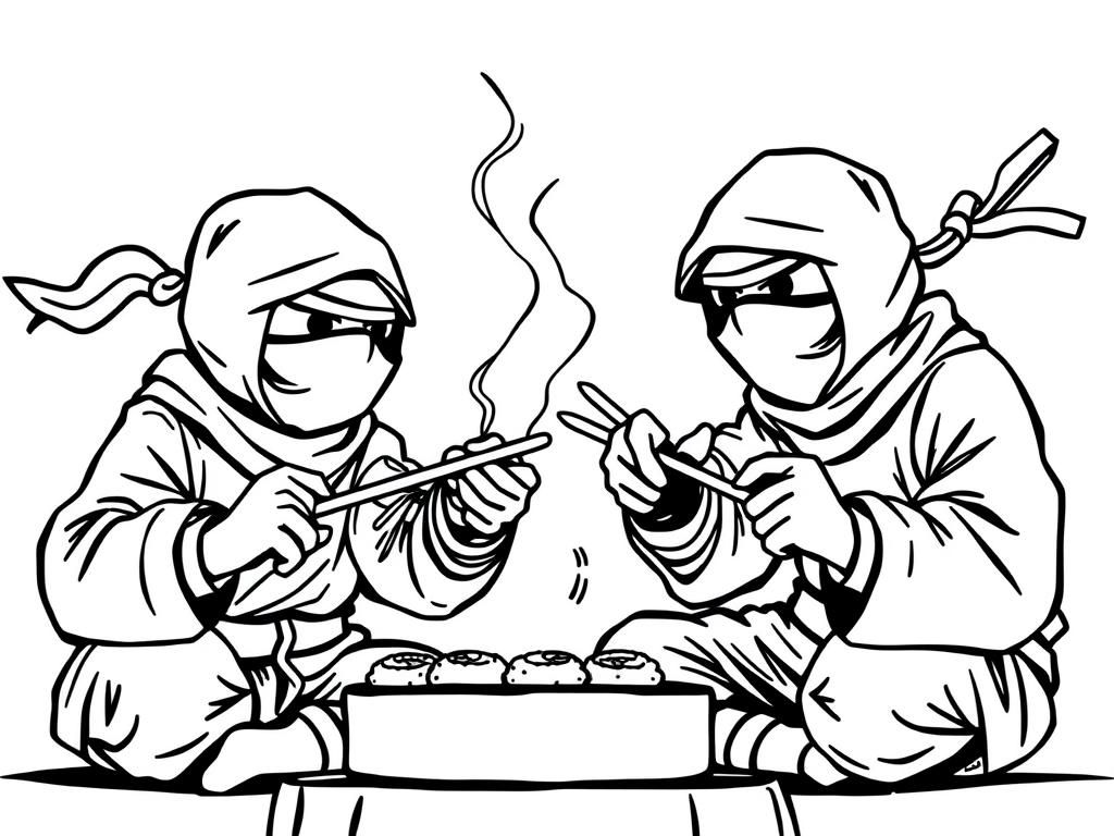 ninjas eating sushi