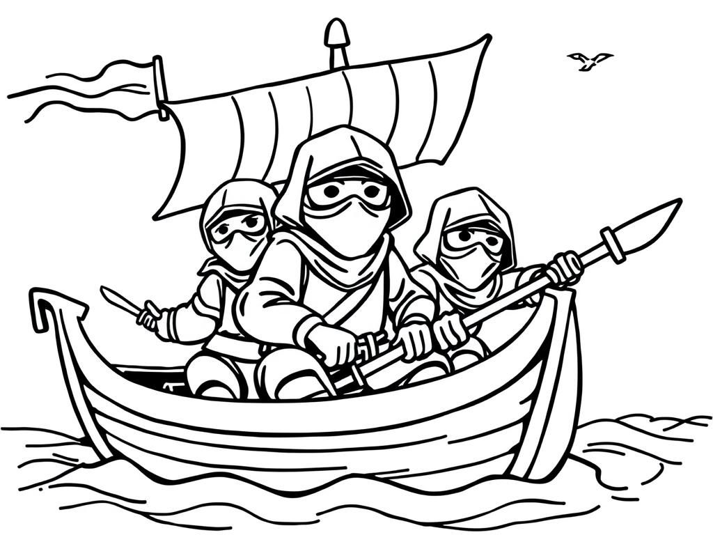 ninjas in a pirate boat