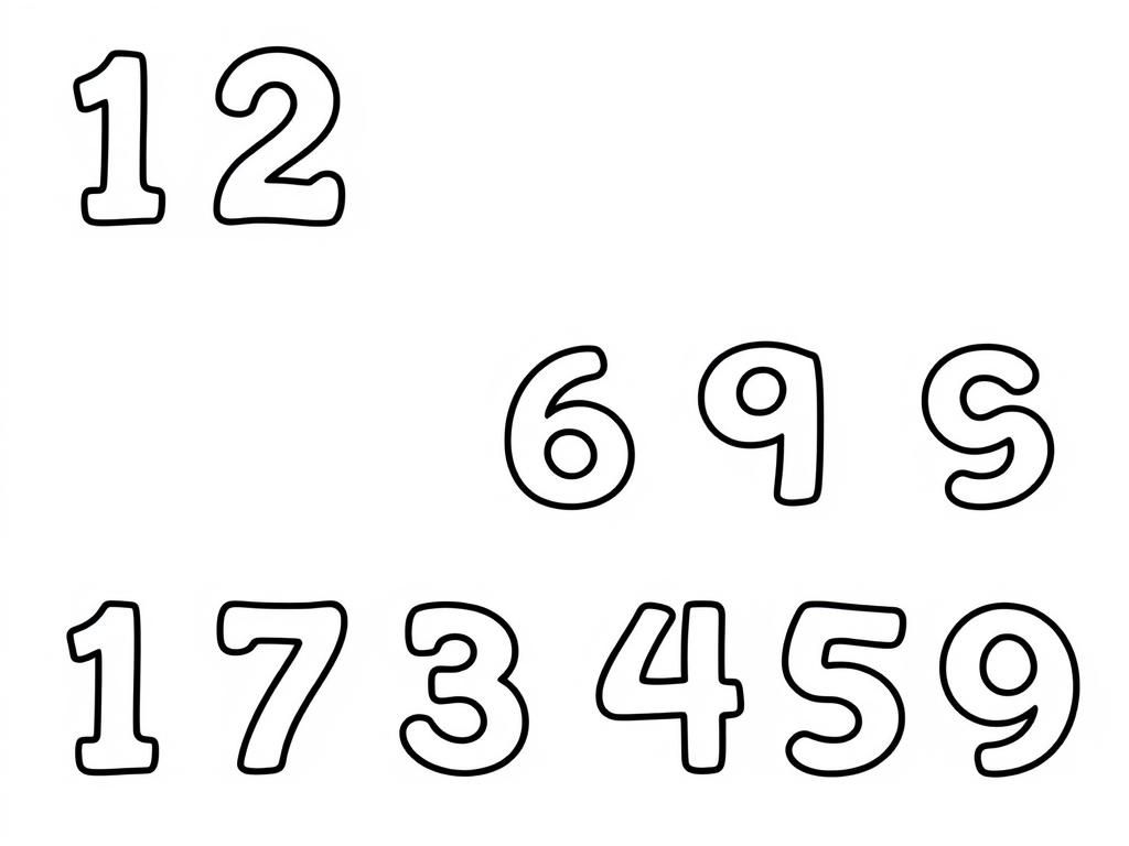 numbers from 1 to 9 in two rows - Free Printable Coloring Page