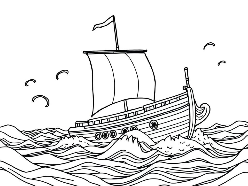 Ocean Vessel Coloring Page