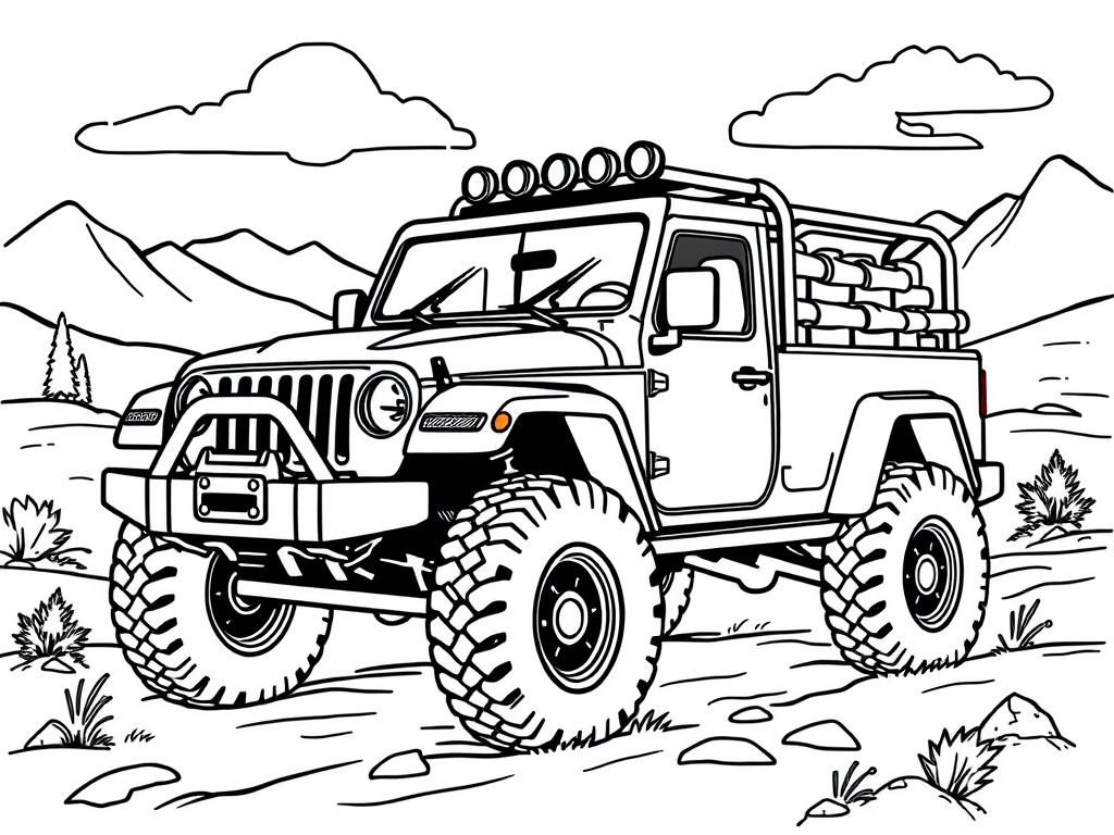 Rugged Off-Road 4x4 Truck Coloring Page