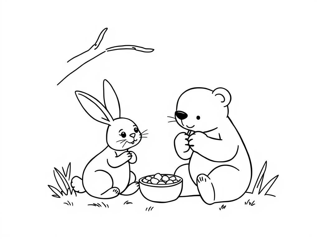 Coloring Page of Friends Sharing a Delightful Moment