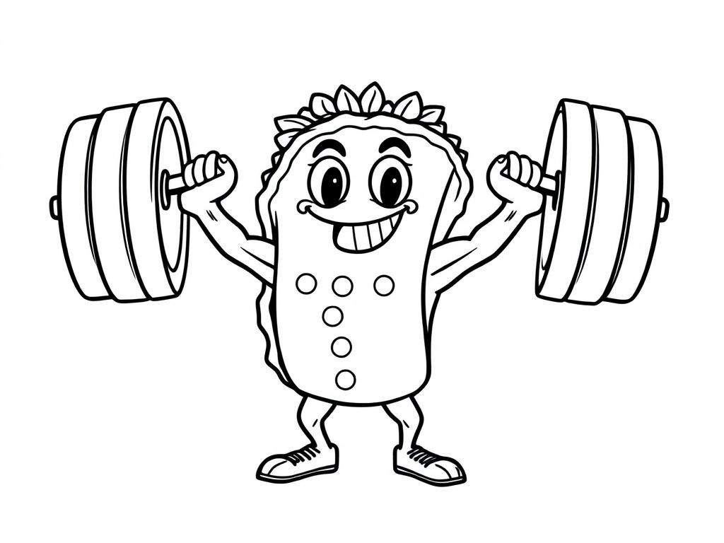 Sushi Lifting Weights Coloring Page