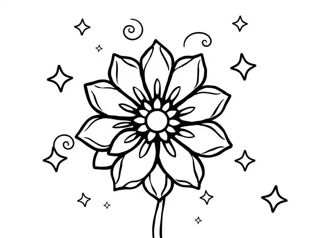 Floral Galaxy Coloring Page