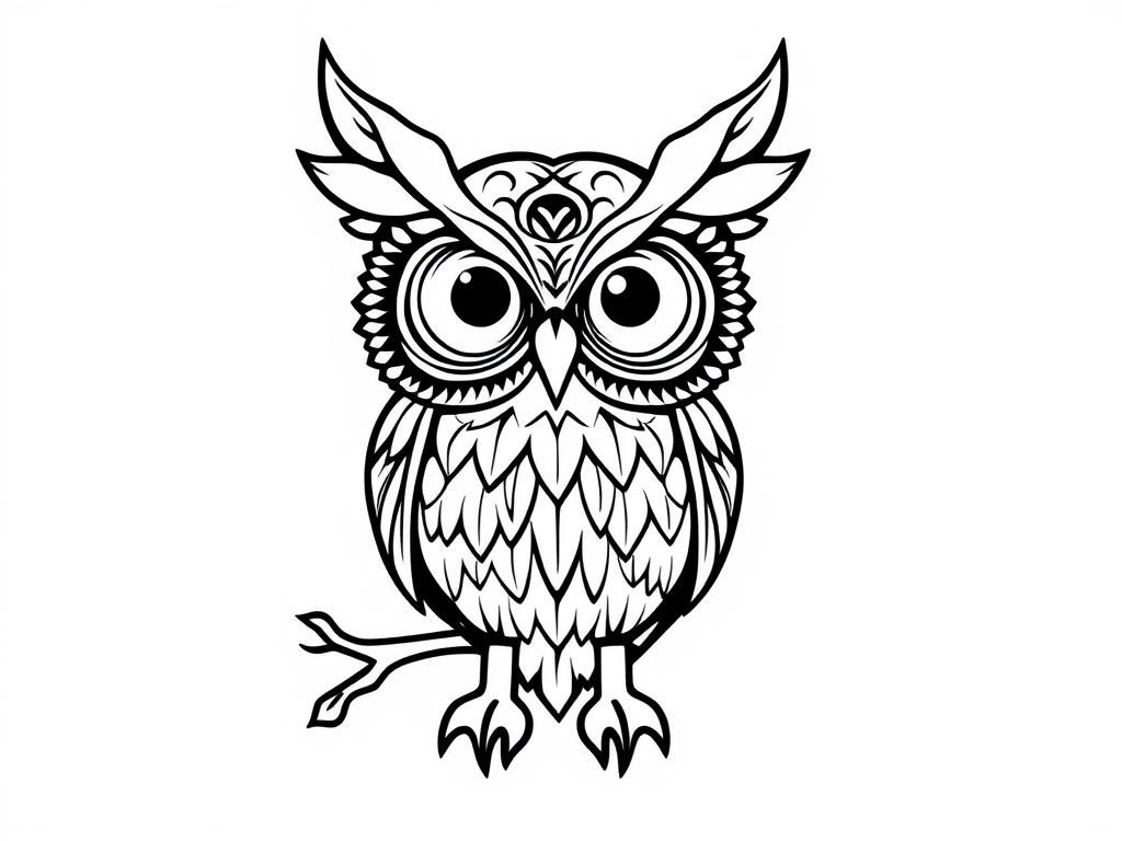owl gothic - Free Printable Coloring Page