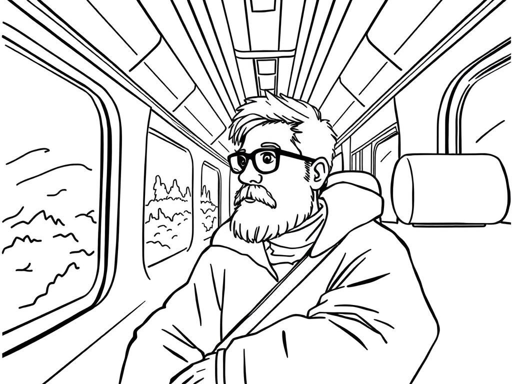 Man on Train Coloring Page