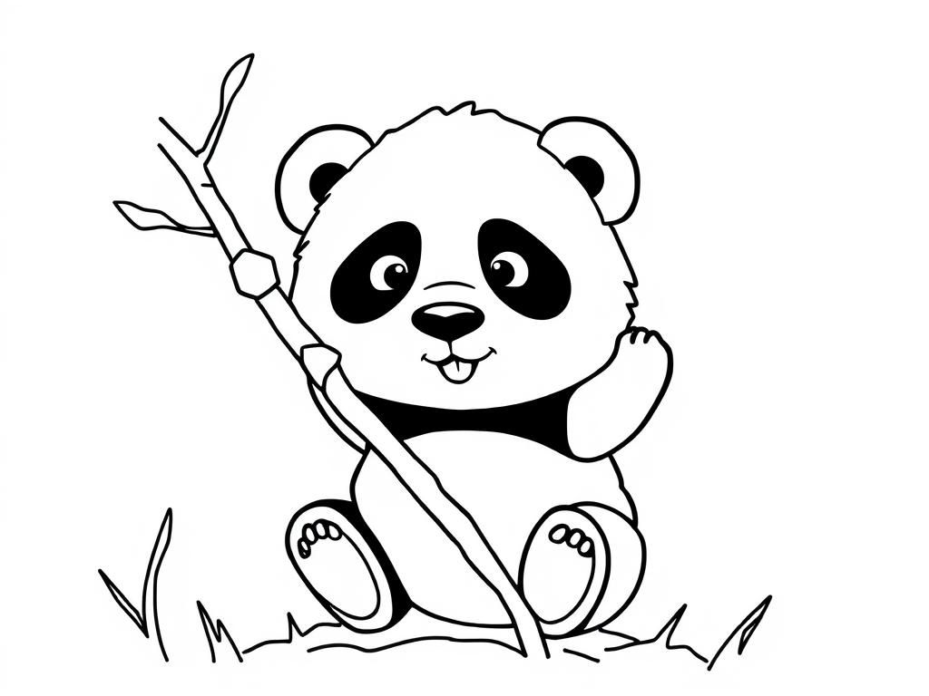 Coloring Page of a Happy Panda Bear