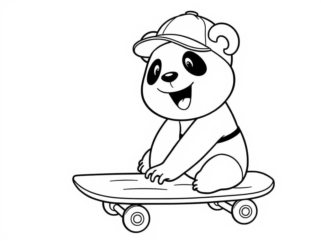 Preview of Panda auf einem skateboard mit cap