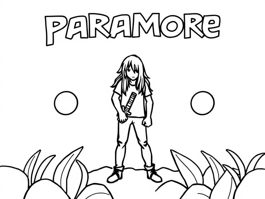 Guitar Girl Coloring Page