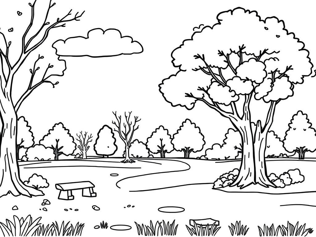 Kleurplaat parklandschap