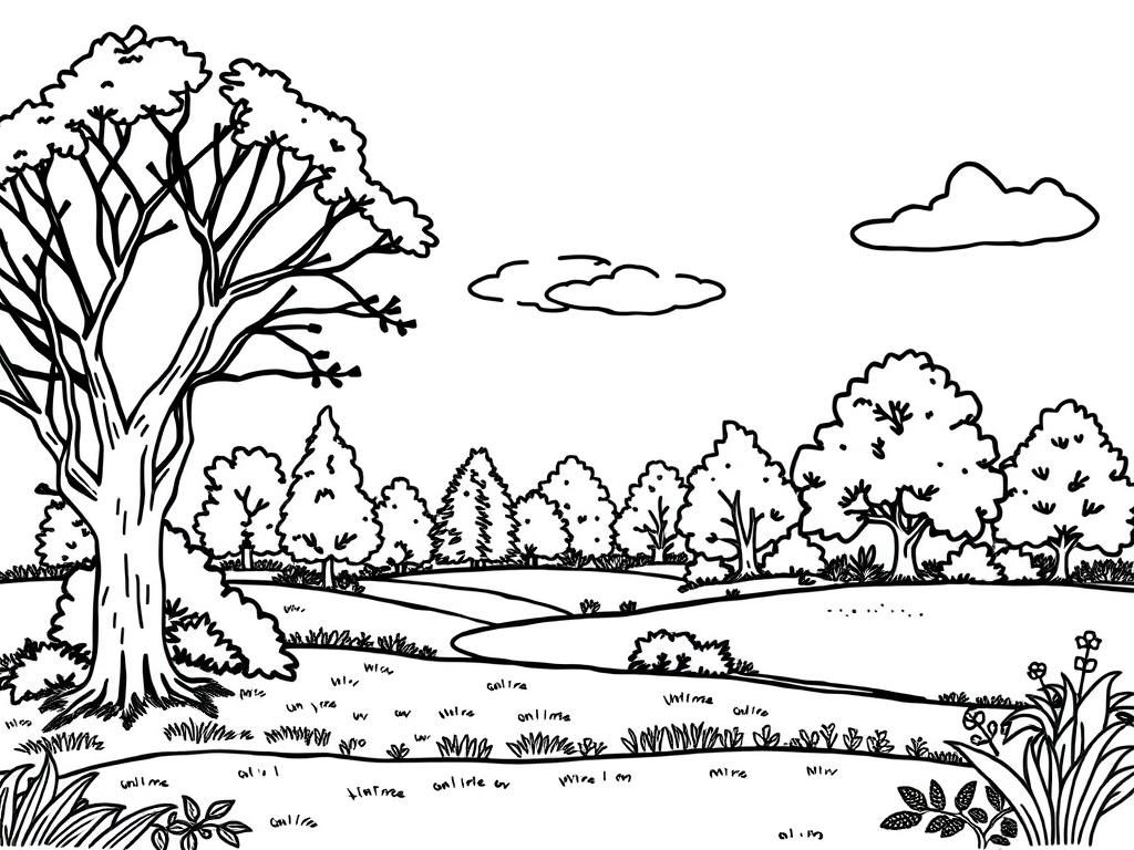 Nature Landscape Coloring Page