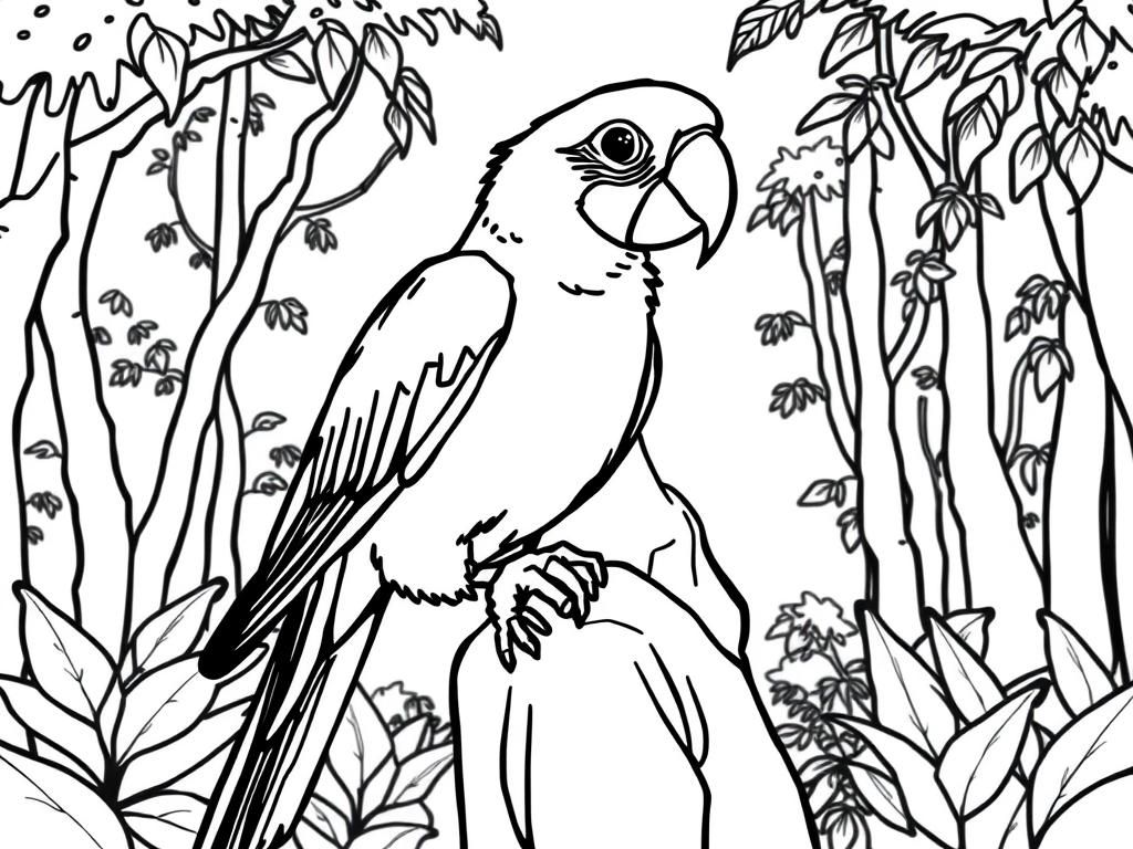 Parrot Jungle Coloring Page