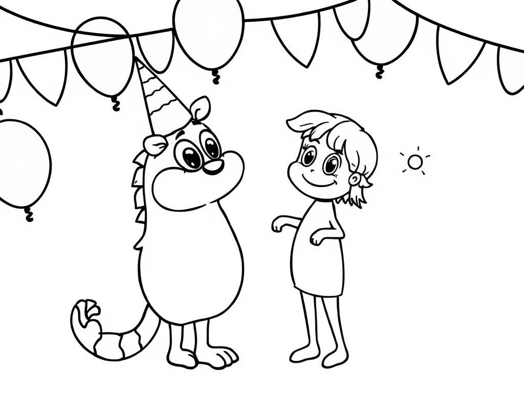 Birthday Friends Coloring Page