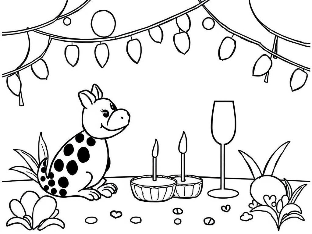 Happy Cow Birthday Coloring Page
