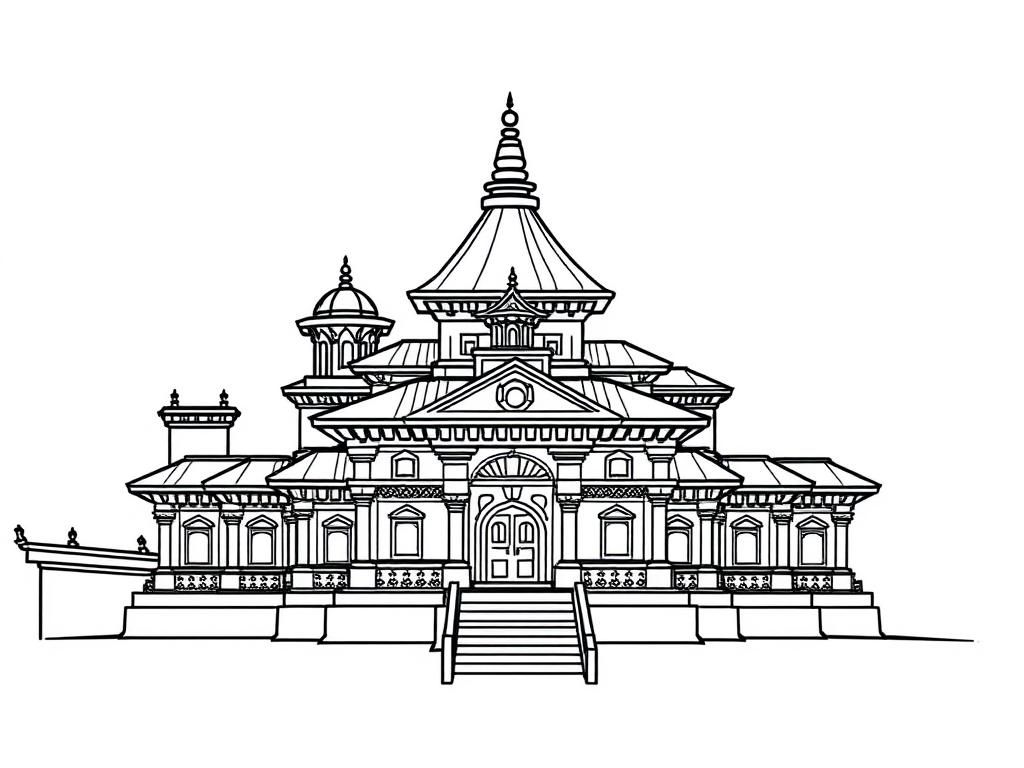 Ancient Temple Coloring Page