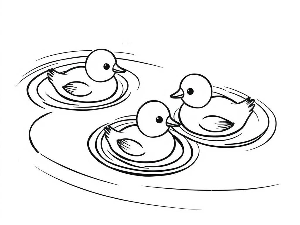 Ducks Swimming Coloring Page