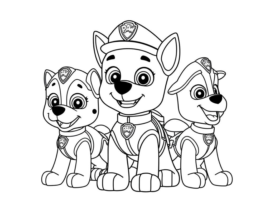 paw patrol all characters - Free Printable Coloring Page