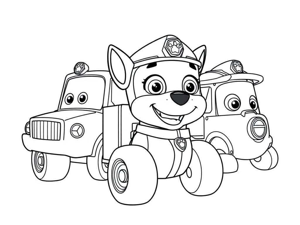 Paw Patrol Rescue Patrol Vehicles Coloring Page