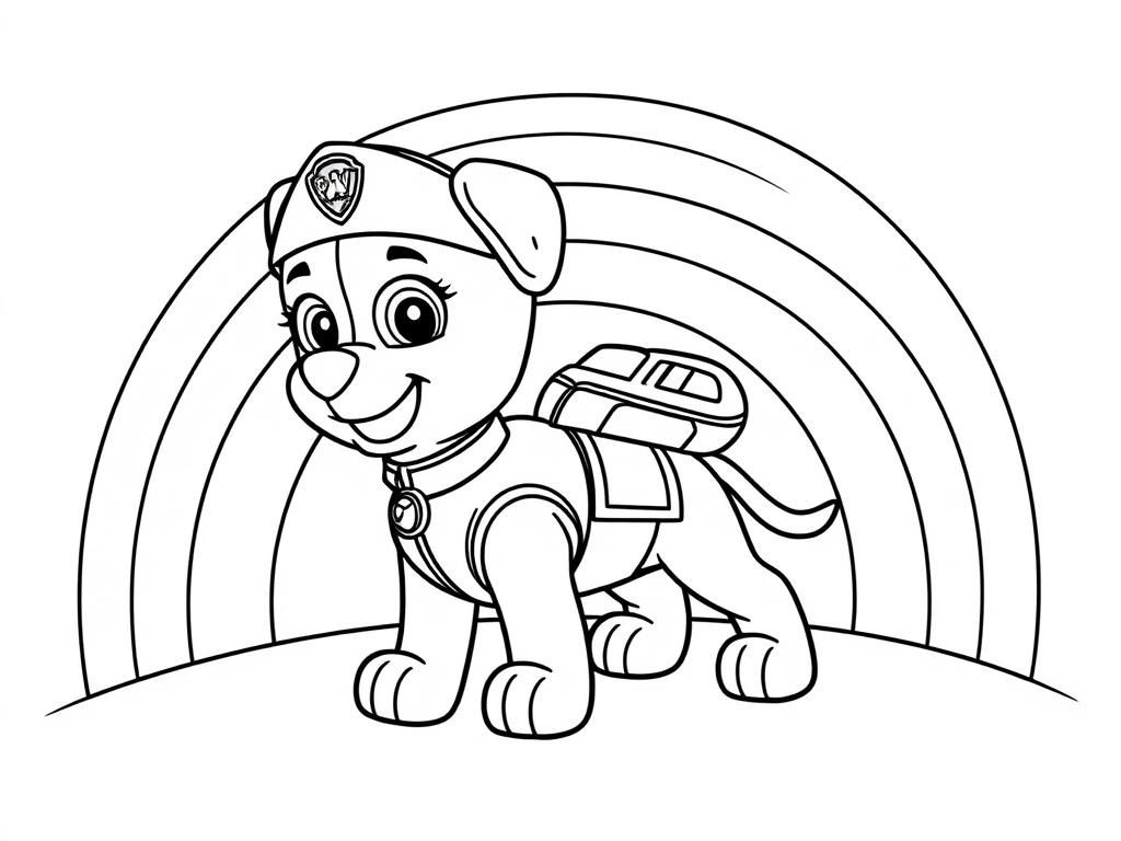 Paw Patrol Character on a rainbow