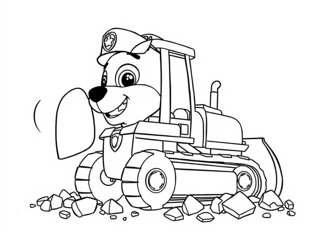 Marshall the Fire Pup Bulldozer Coloring Page