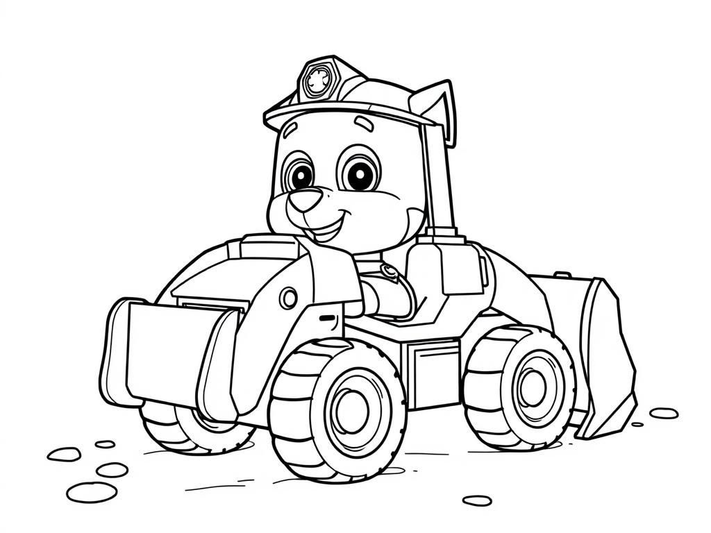 Preview of paw patrol character rubble sitting in a bulldozer