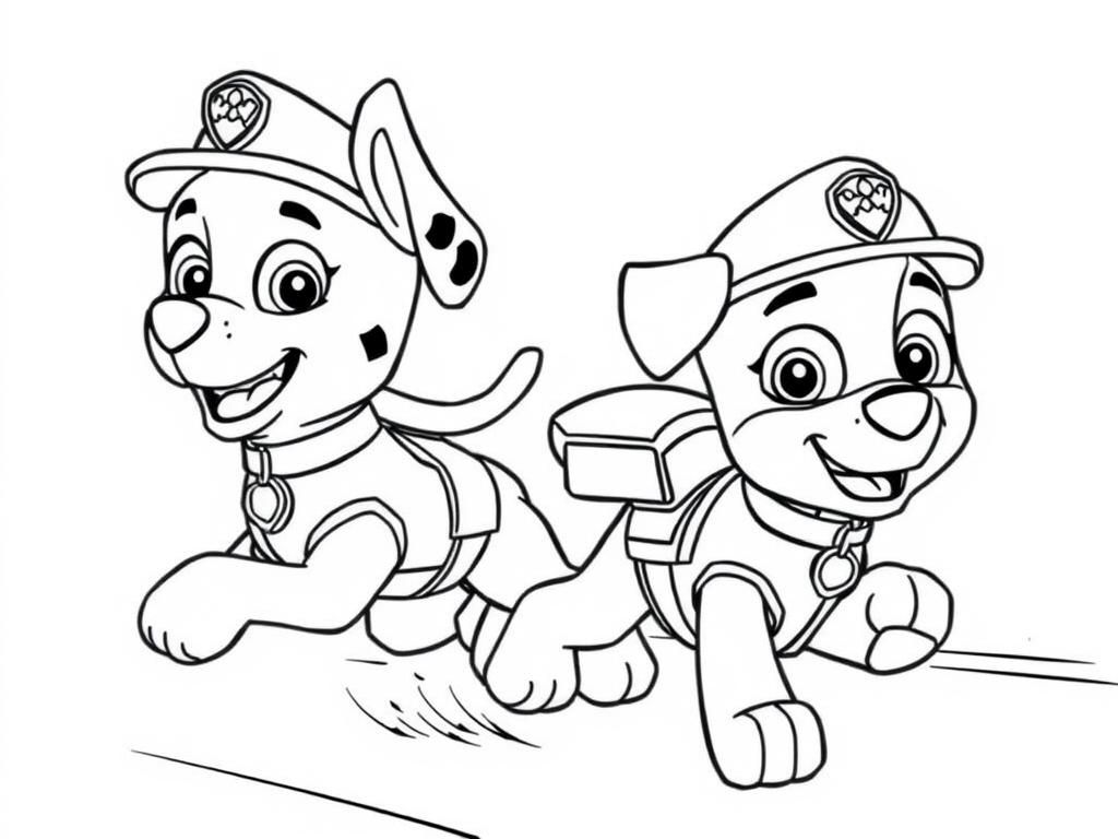 PAW Patrol Marshall and Chase Coloring Page