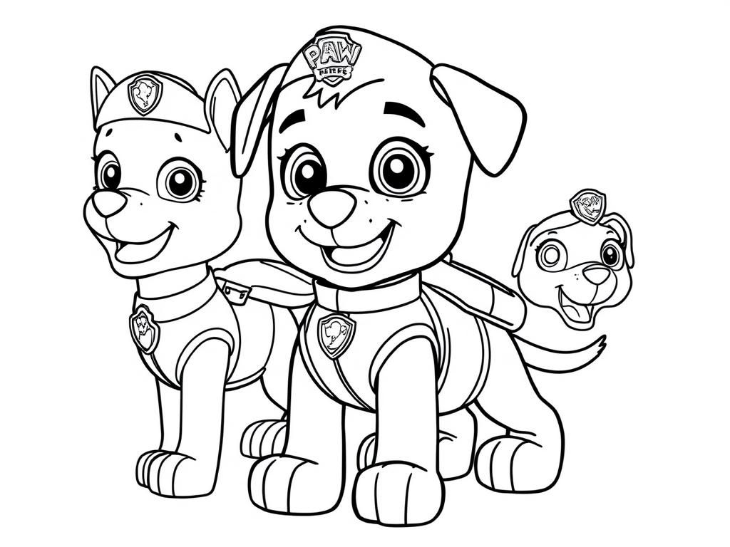 Paw Patrol Puppies Coloring Page