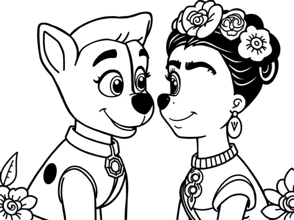 paw patrol frida kahlo looking each other in the eyes