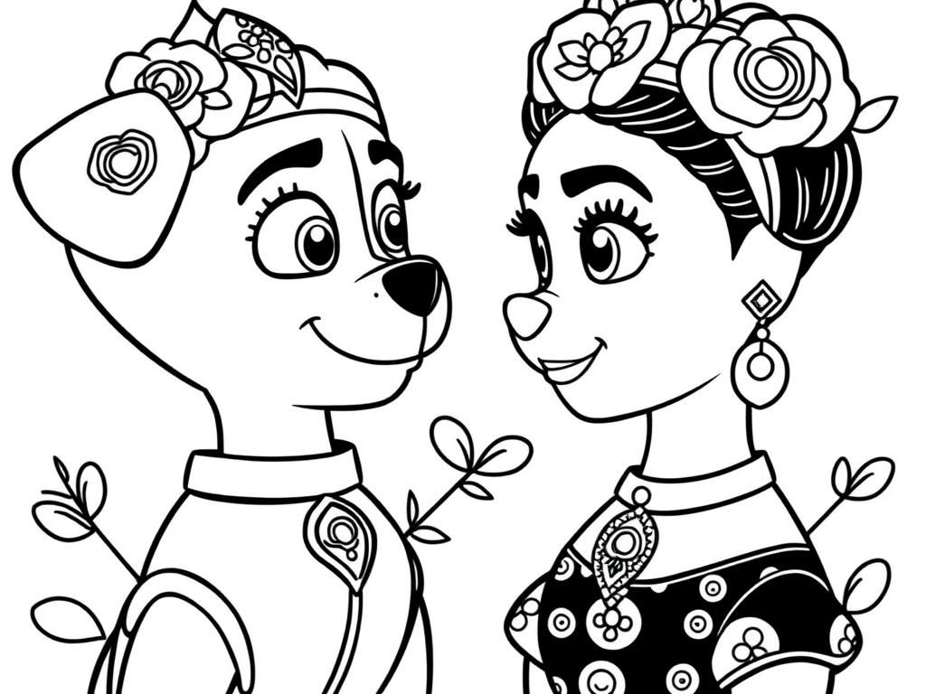 Preview of paw patrol frida kahlo looking each other in the eyes