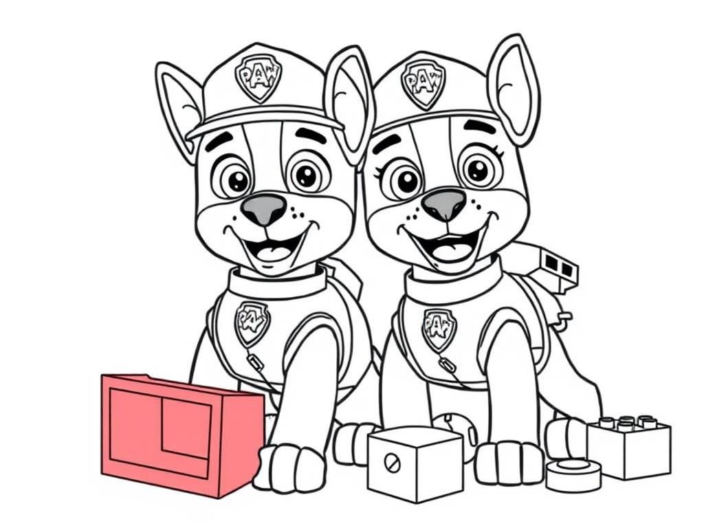 Preview of paw patrol playing with big legos