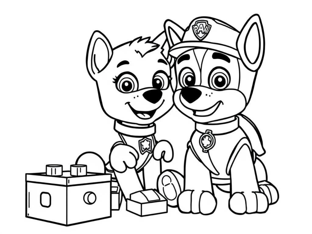 paw patrol playing with lego