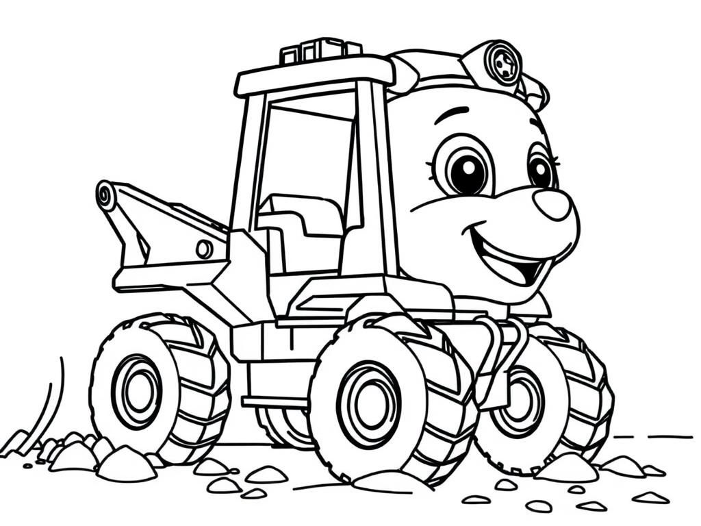 Preview of paw patrol rubble driving his bulldozer