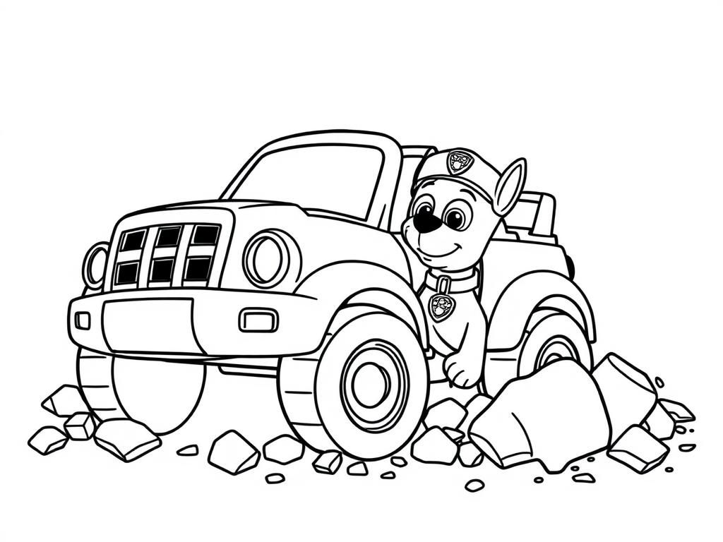 Paw Patrol Chase Off-Road Adventure Coloring Page