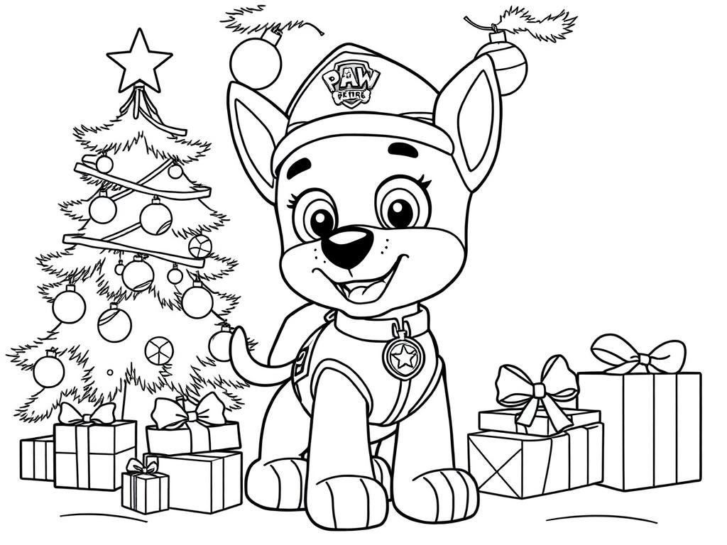 Paw Patrol Christmas Coloring Page