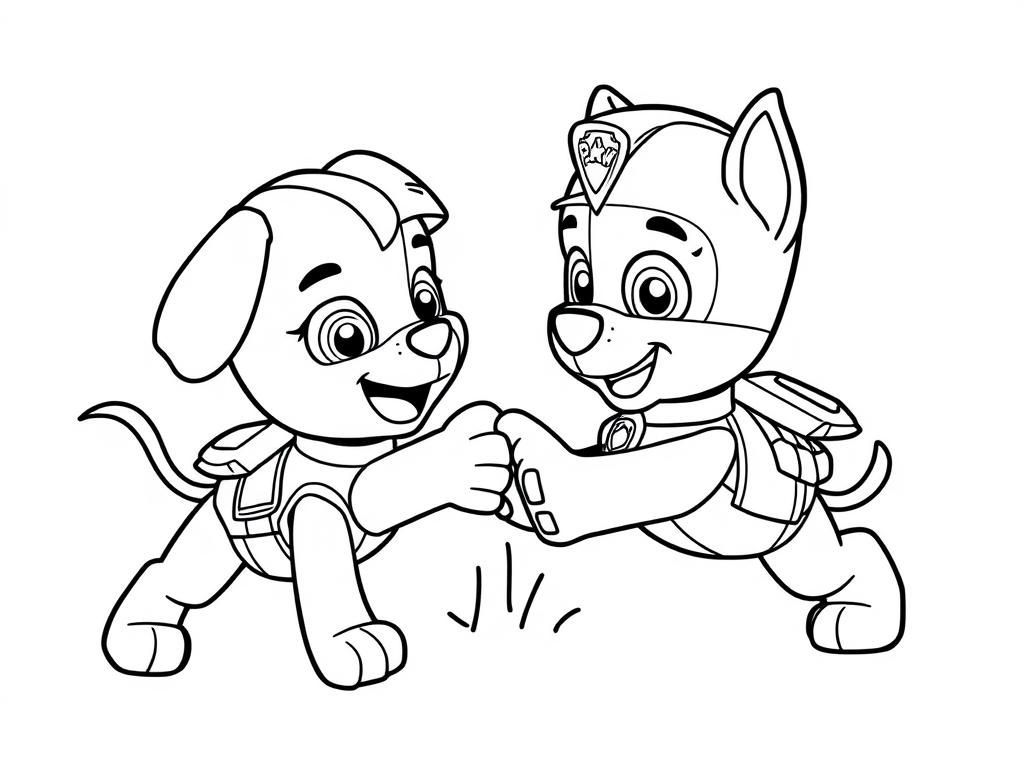 Paw patrol zuma fighting - Free Printable Coloring Page