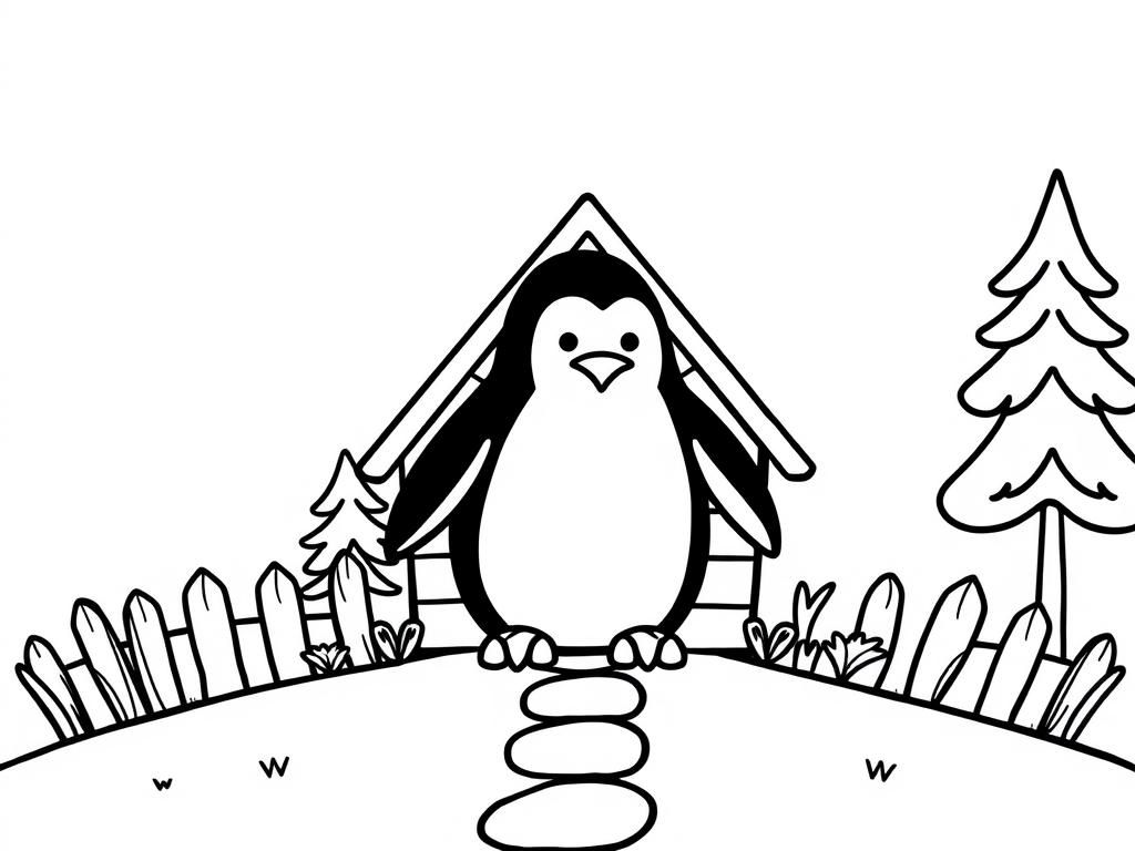 Preview of Penguin on a house