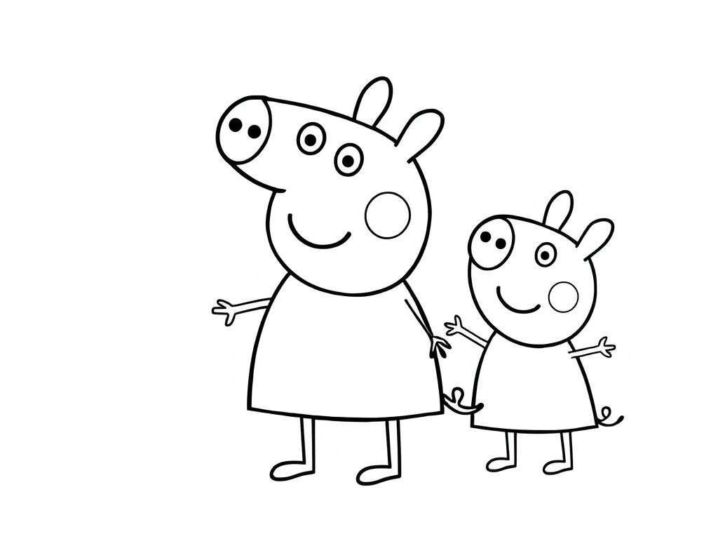 Peppa Pig Family Coloring Page