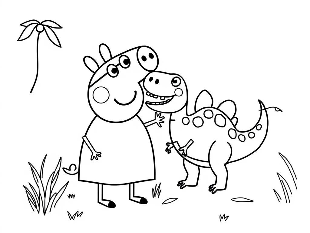 pepa pig with tom and dinosaur